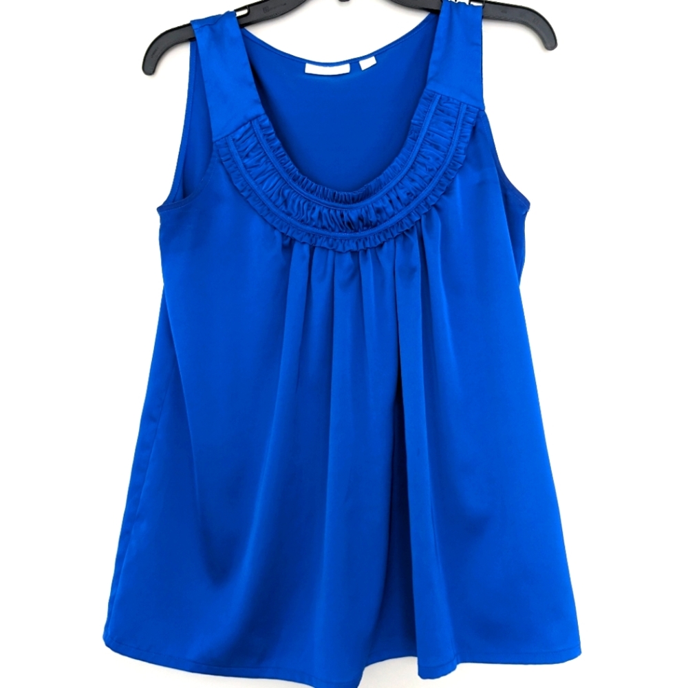 EUC Blue Cobalt New York & Company Silky Flowy Tank Top, WS